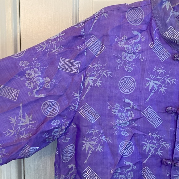 Vintage Asian Oriental Style Top 100% silk men's size S small - Picture 5 of 6